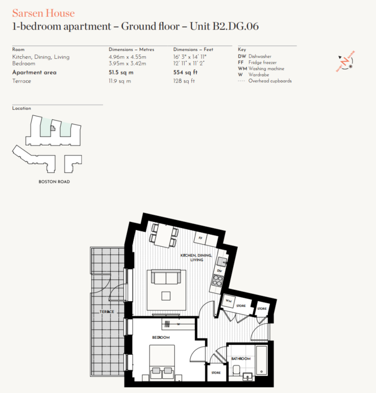 Floorplan for B2.DG.06 at Hanwell Square, Ground